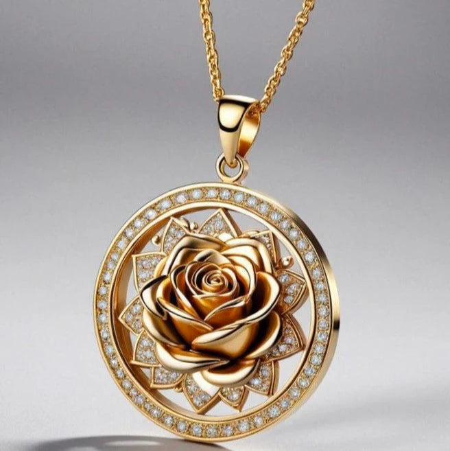 Egzotik Gül Zirkon Taşlı Kolye