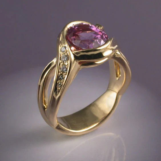 Vintage Garnet Kristal Zirkonya Altın Yüzük