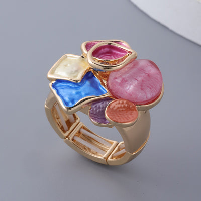 El Boyaması Vintage Taşlı Yüzük