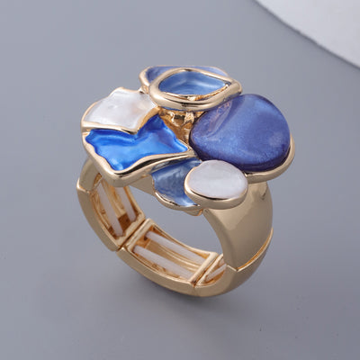 El Boyaması Vintage Taşlı Yüzük