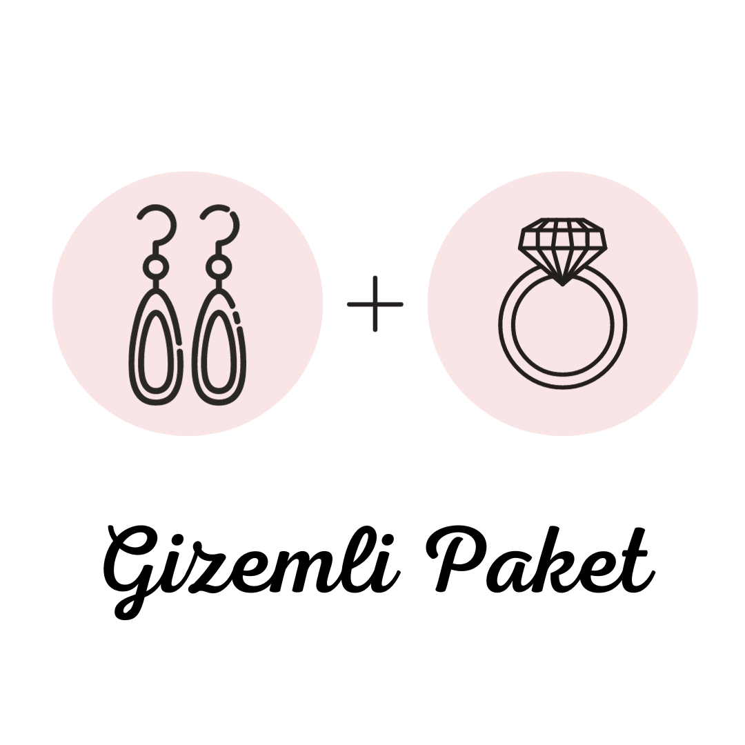 Gizemli Kutu Küpe ve Yüzük (ayarlanabilir)
