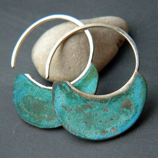 Vintage Yıpranmış Turkuaz Küpeler