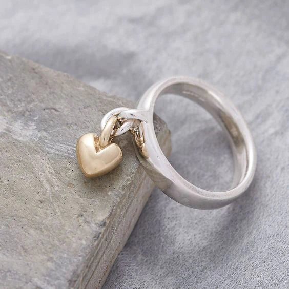 Vintage Gümüş Kalp Yüzük