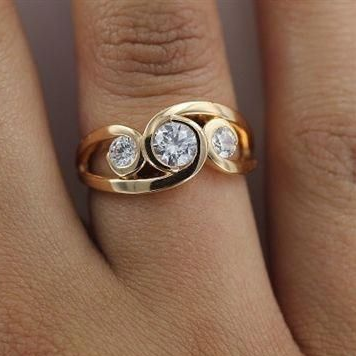 Vintage zirkon taşlı spiral yüzük