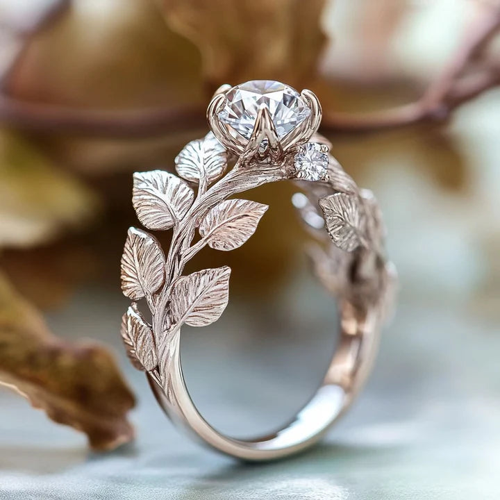 Egzotik Zirkonya Kristal Yaprak Yüzük