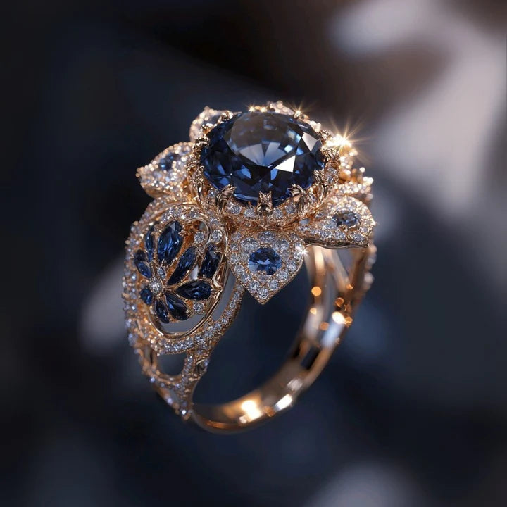 Safir Çiçek Egzotik Yüzük