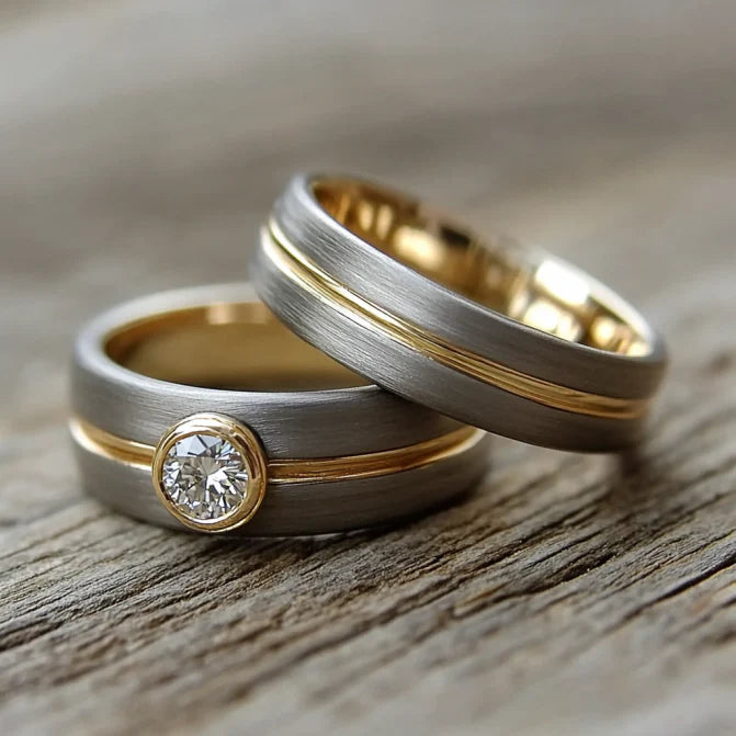 Vintage Çift Zirkonyum Altın İnce Yüzük