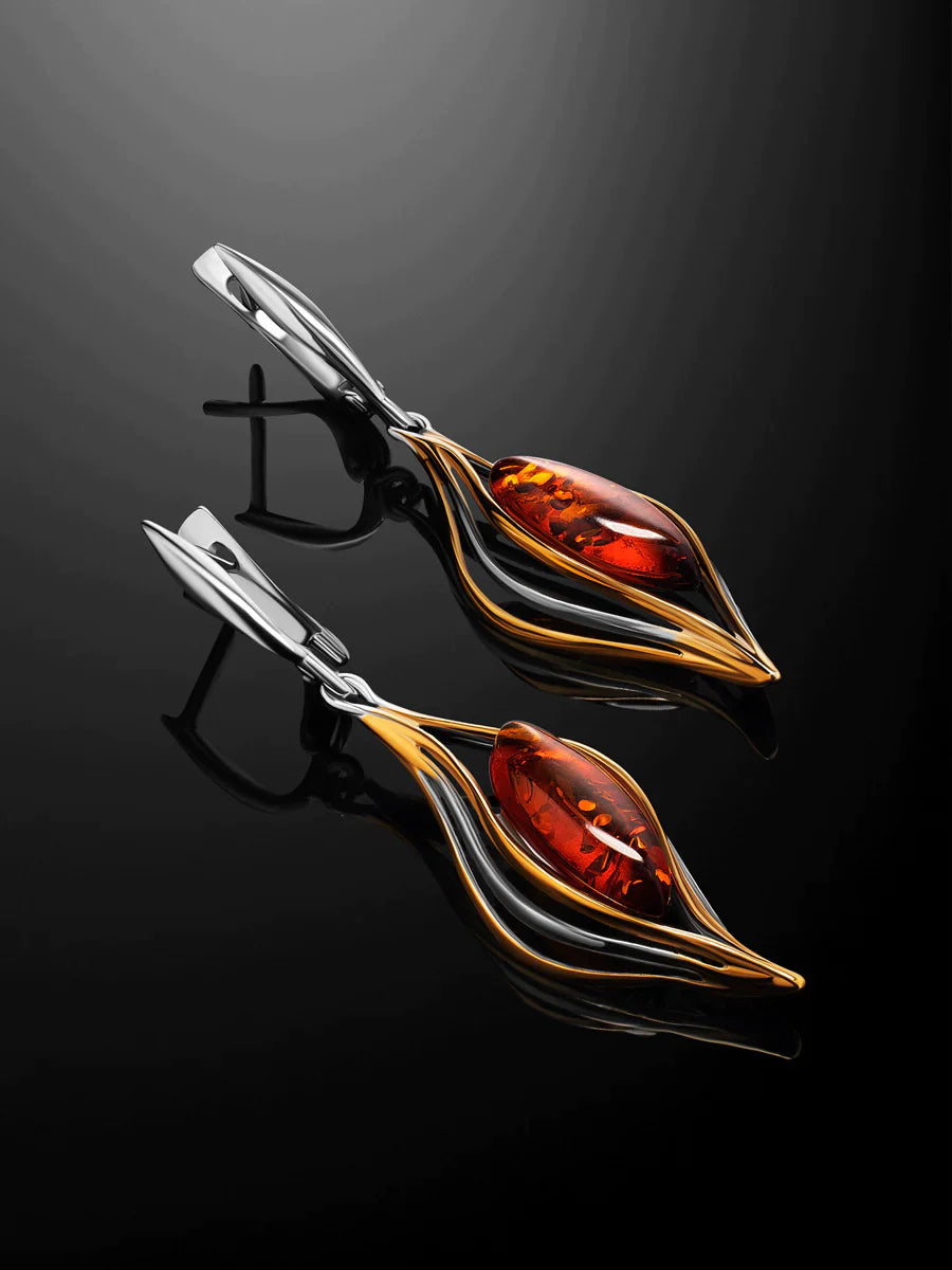 Gümüş Boho Ateş Taşı Küpe