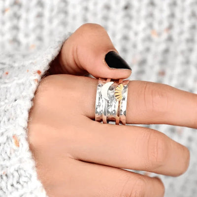 Güneş ve Ay Spinner Yüzük