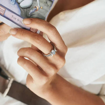 Çift Hilal Ay Değerli Taş Yüzük