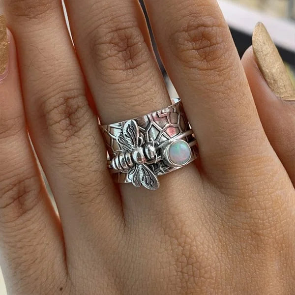 Arı Taşlı Meditasyon Spinner Yüzük