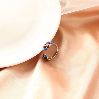 Koi Balığı Ayarlanabilir Gümüş Yüzük