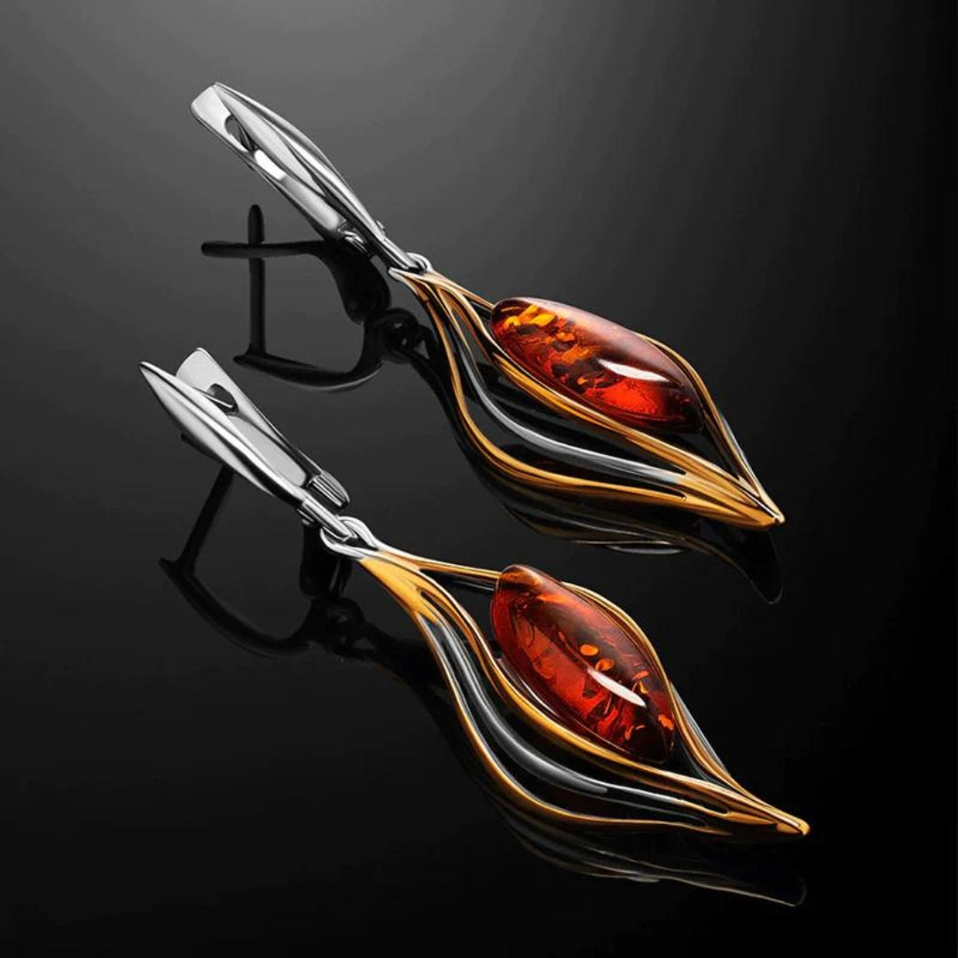 Gümüş Boho Ateş Taşı Küpe