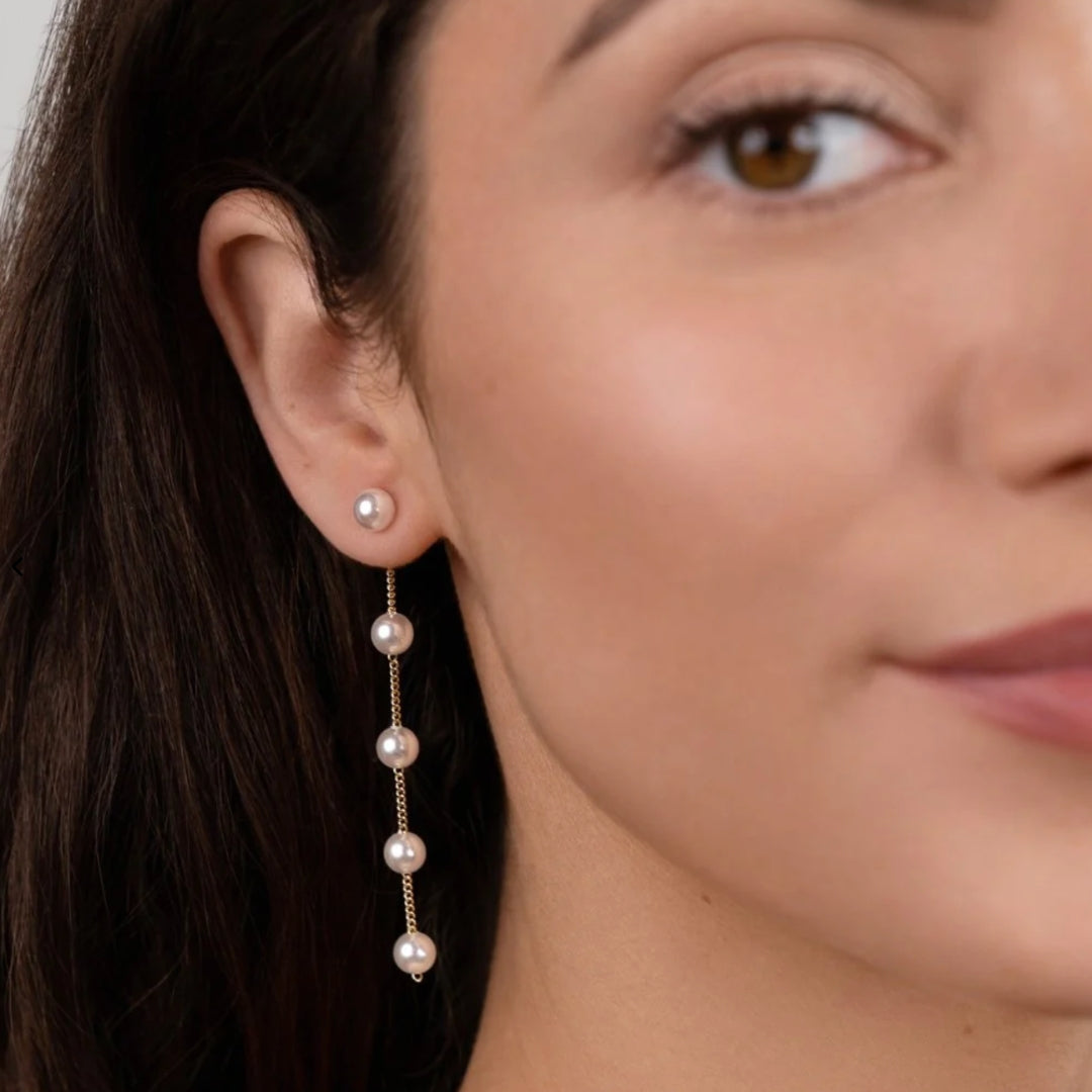 Altın İnci Sarkan Küpe