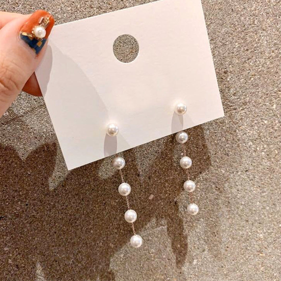 Altın İnci Sarkan Küpe