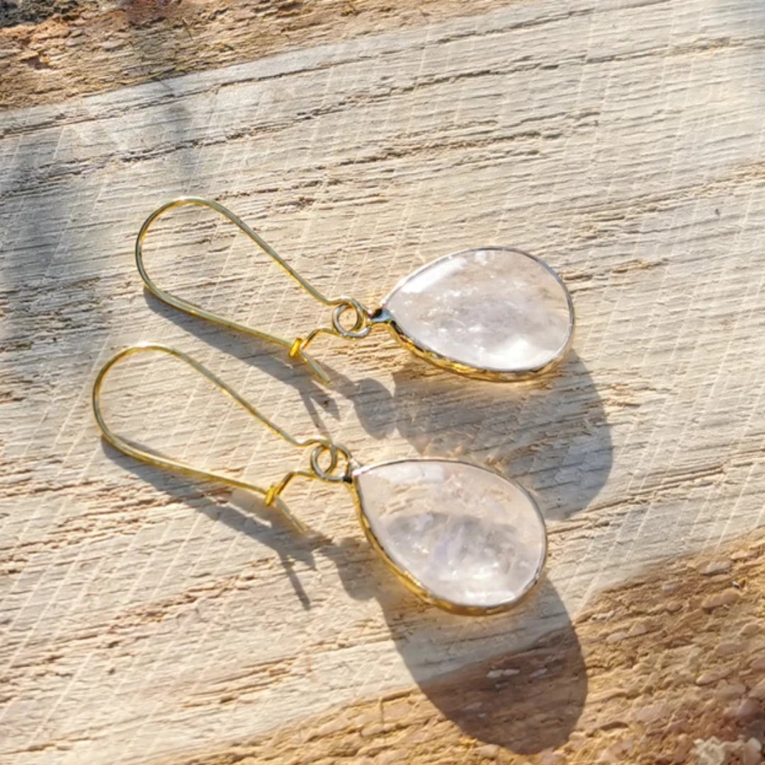 Vintage Beyaz Kristal Küpeler