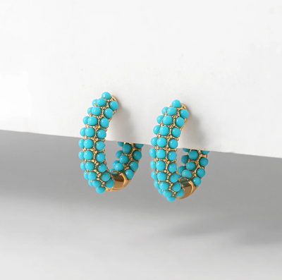 Yuvarlak Boncuklu Halka Küpe