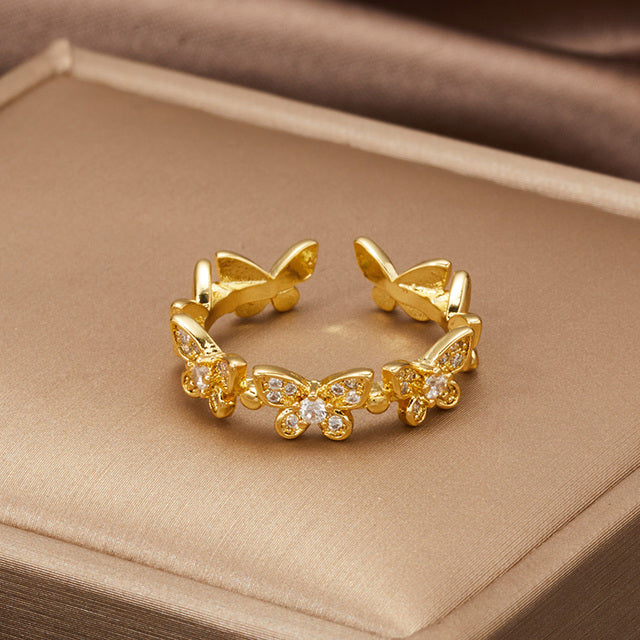 Altın Ayarlanabilir Kelebekler Yüzük
