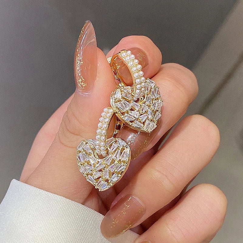 Işıltılı Kalp Küpeler