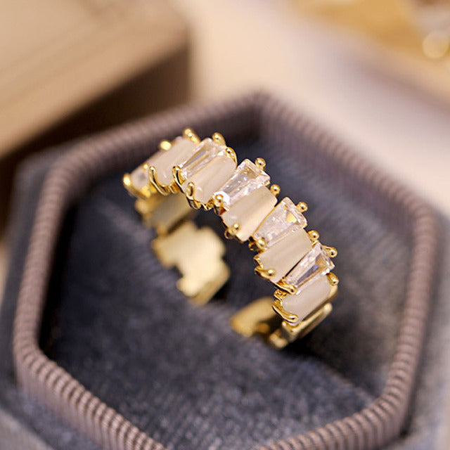 Ayarlanabilir Altın Beyaz Kristal Yüzük