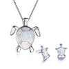 Opal ve Gümüş Deniz Kaplumbağası Kolye + Küpe Seti